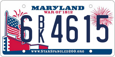 MD license plate 6BK4615