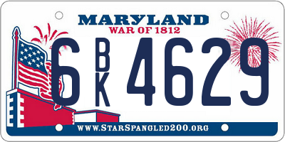 MD license plate 6BK4629