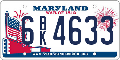 MD license plate 6BK4633