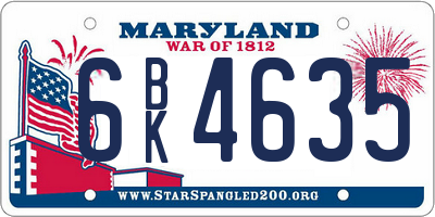 MD license plate 6BK4635