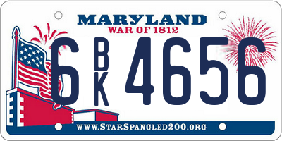 MD license plate 6BK4656