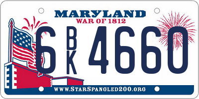 MD license plate 6BK4660
