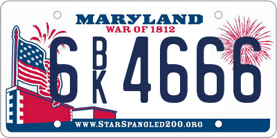 MD license plate 6BK4666