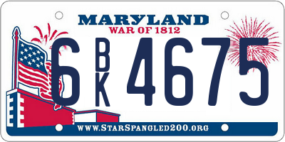 MD license plate 6BK4675