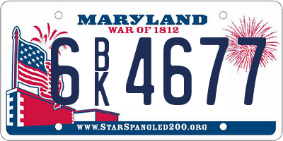 MD license plate 6BK4677