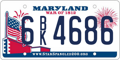 MD license plate 6BK4686