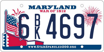 MD license plate 6BK4697