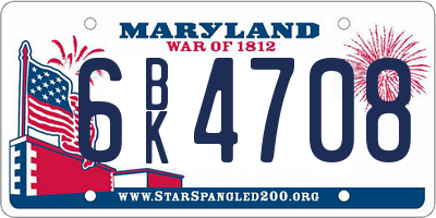 MD license plate 6BK4708
