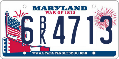 MD license plate 6BK4713