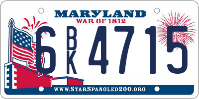 MD license plate 6BK4715
