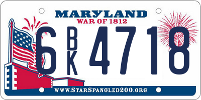 MD license plate 6BK4718
