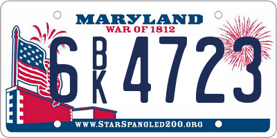 MD license plate 6BK4723
