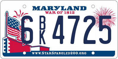 MD license plate 6BK4725