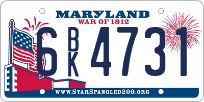 MD license plate 6BK4731