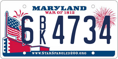 MD license plate 6BK4734