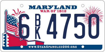 MD license plate 6BK4750