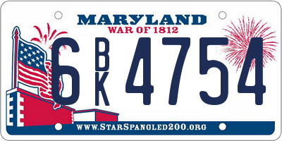 MD license plate 6BK4754