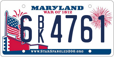 MD license plate 6BK4761