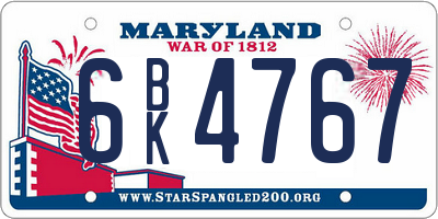MD license plate 6BK4767