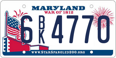 MD license plate 6BK4770