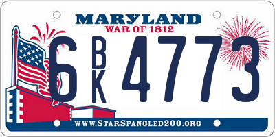 MD license plate 6BK4773