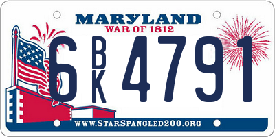 MD license plate 6BK4791