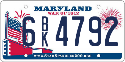 MD license plate 6BK4792
