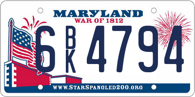 MD license plate 6BK4794
