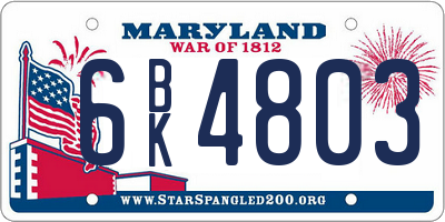 MD license plate 6BK4803