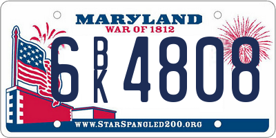MD license plate 6BK4808