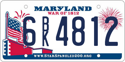 MD license plate 6BK4812