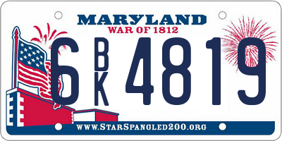 MD license plate 6BK4819