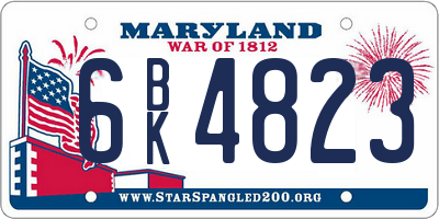 MD license plate 6BK4823