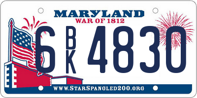 MD license plate 6BK4830