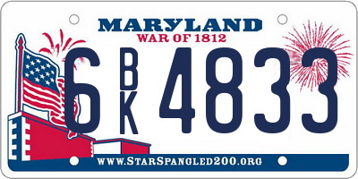 MD license plate 6BK4833
