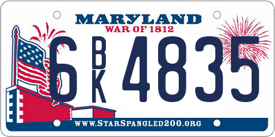 MD license plate 6BK4835