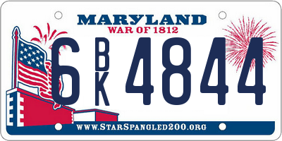 MD license plate 6BK4844
