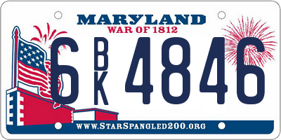 MD license plate 6BK4846