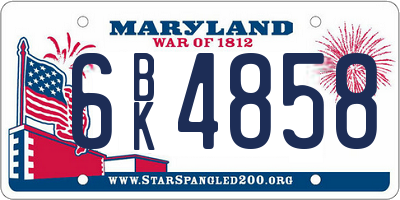 MD license plate 6BK4858
