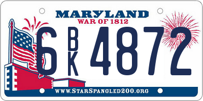 MD license plate 6BK4872