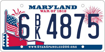 MD license plate 6BK4875