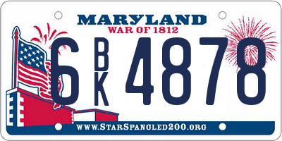 MD license plate 6BK4878