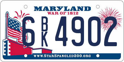 MD license plate 6BK4902