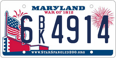 MD license plate 6BK4914