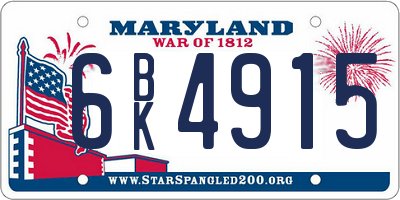 MD license plate 6BK4915