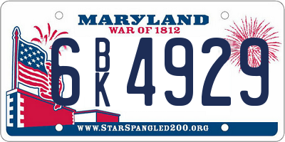 MD license plate 6BK4929