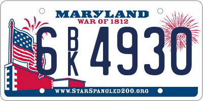 MD license plate 6BK4930