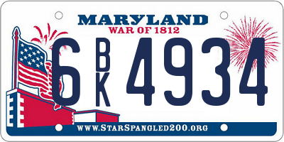 MD license plate 6BK4934