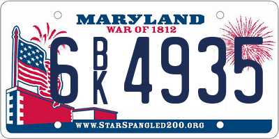 MD license plate 6BK4935