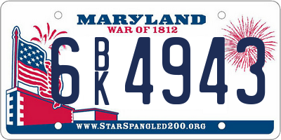 MD license plate 6BK4943